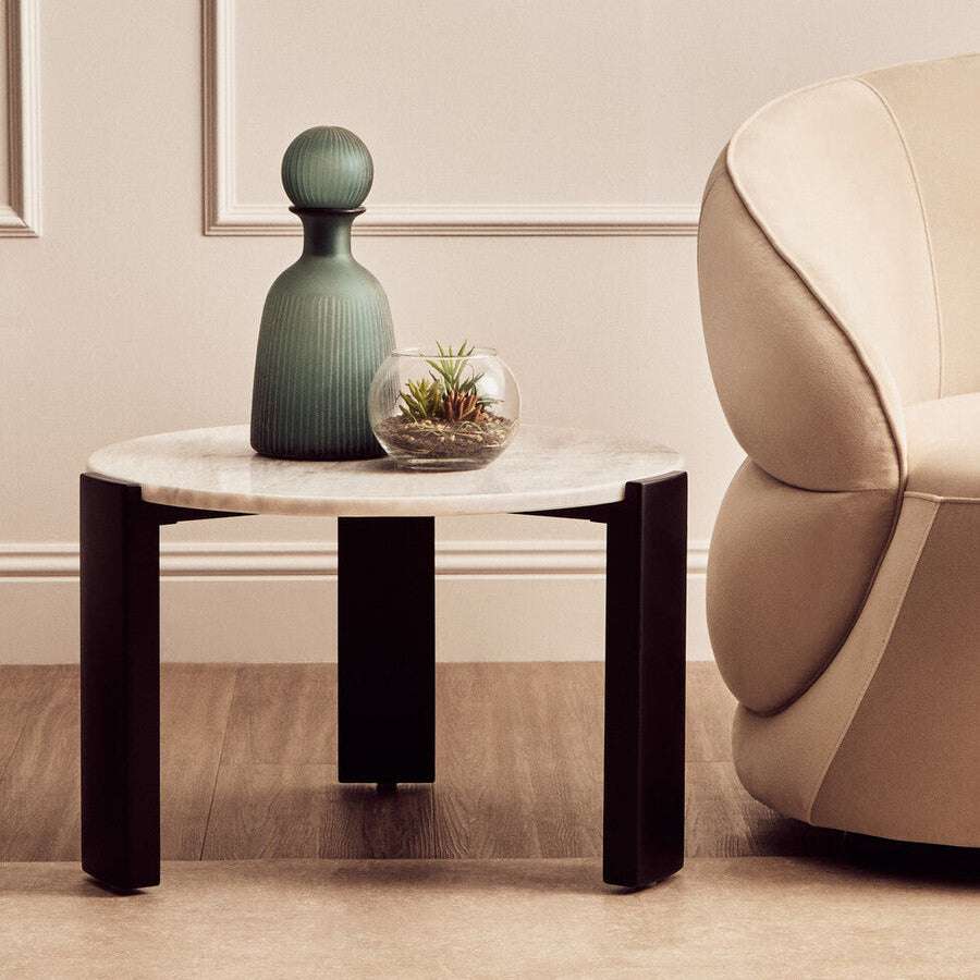 Palermo Round White Marble Top Small Coffee Table Orsina