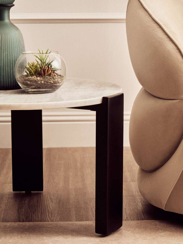 Palermo Round White Marble Top Small Coffee Table Orsina