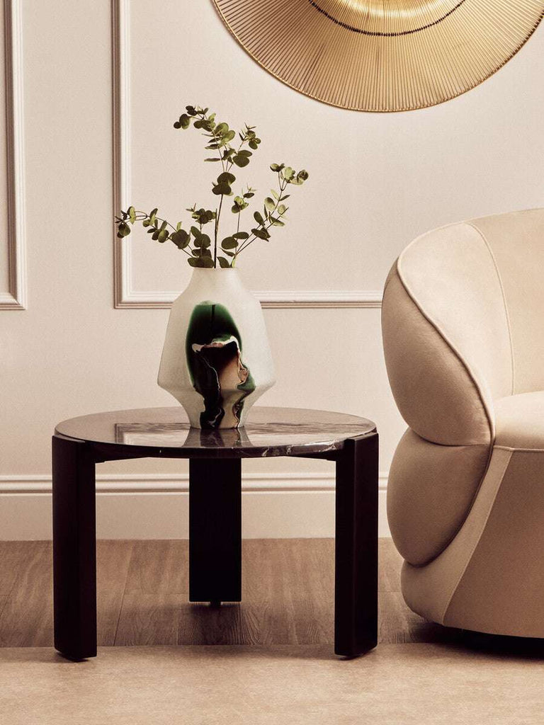 Palermo Round Black Marble Top Small Coffee Table Orsina