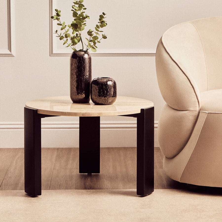 Palermo Round Cream Marble Top Small Coffee Table Orsina