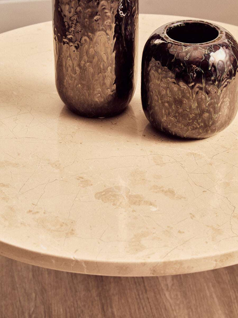 Palermo Round Cream Marble Top Small Coffee Table Orsina