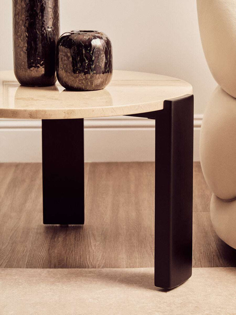 Palermo Round Cream Marble Top Small Coffee Table Orsina