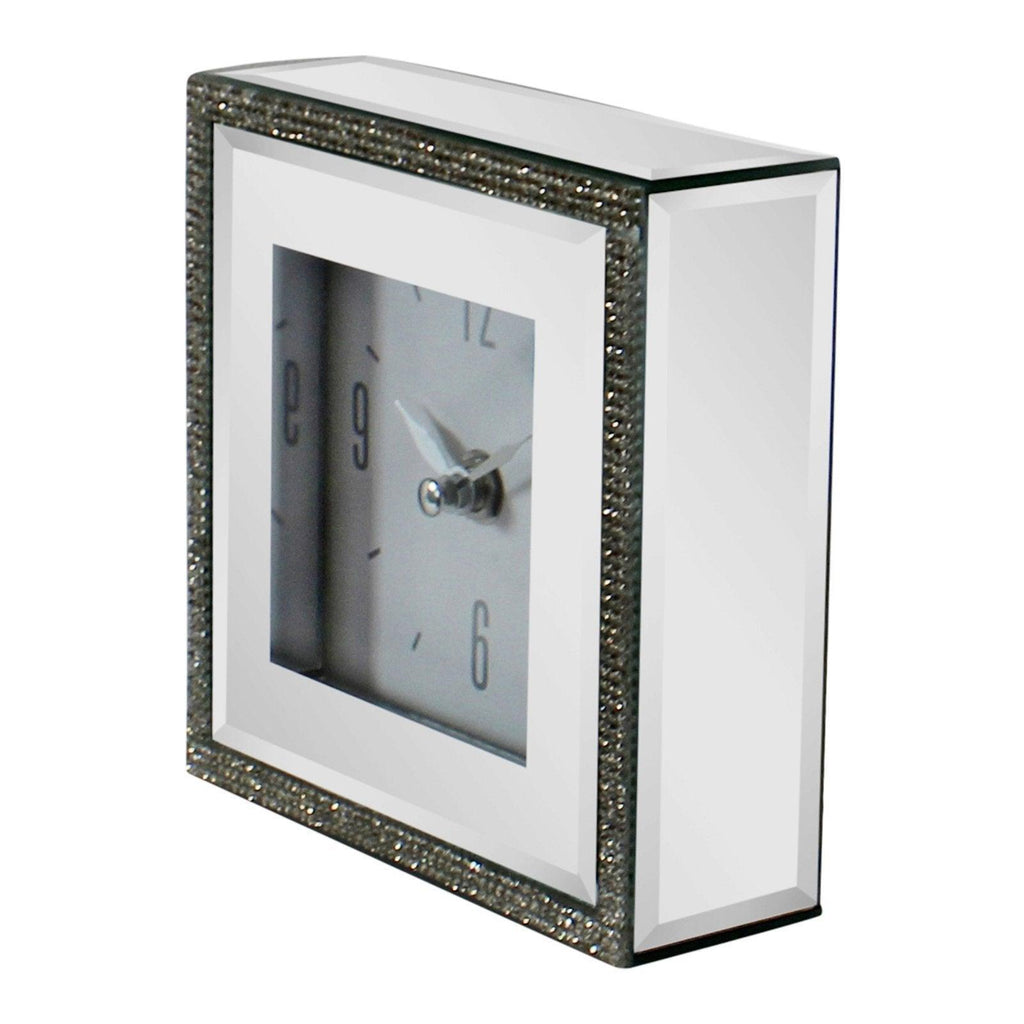 Small Freestanding Mirrored and Jewelled Table Clock Geko Products