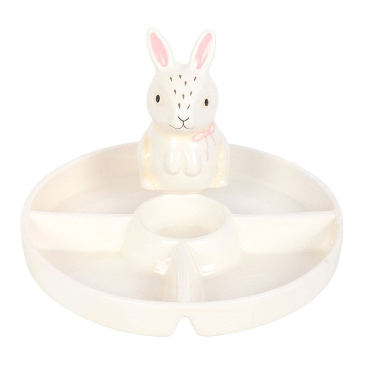 Ceramic Bunny Snack Dish with Divided Sections N/A