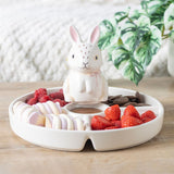 Ceramic Bunny Snack Dish with Divided Sections N/A