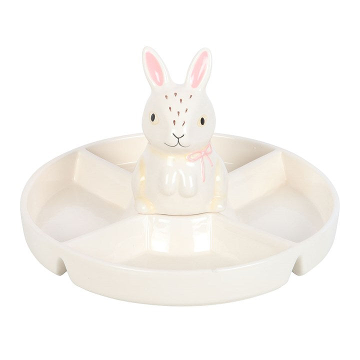 Ceramic Bunny Snack Dish with Divided Sections N/A