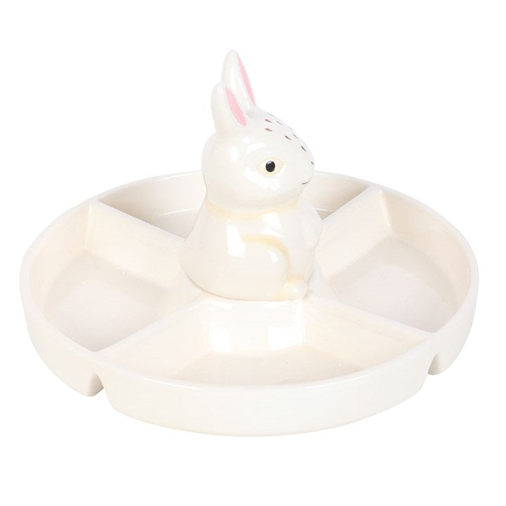 Ceramic Bunny Snack Dish with Divided Sections N/A