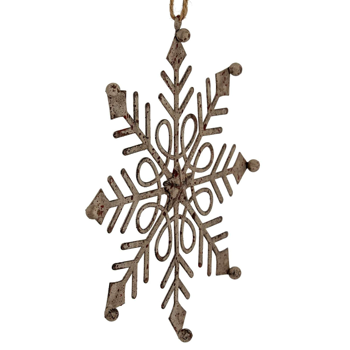 Rustic metal snowflake decoration for festive Christmas tree or winter-themed decor