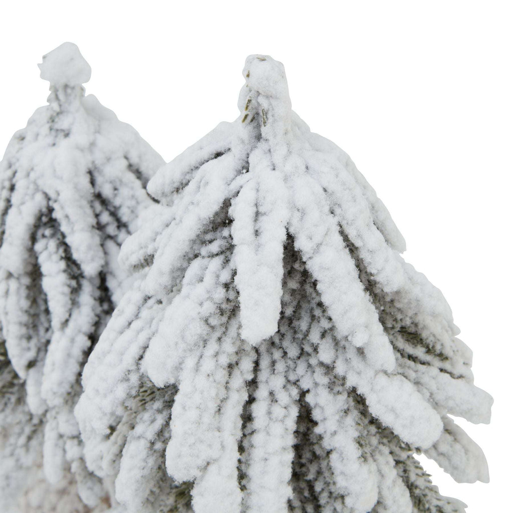 Small Snowy Fir Tree Duo On Wood Log Shades 4 Seasons