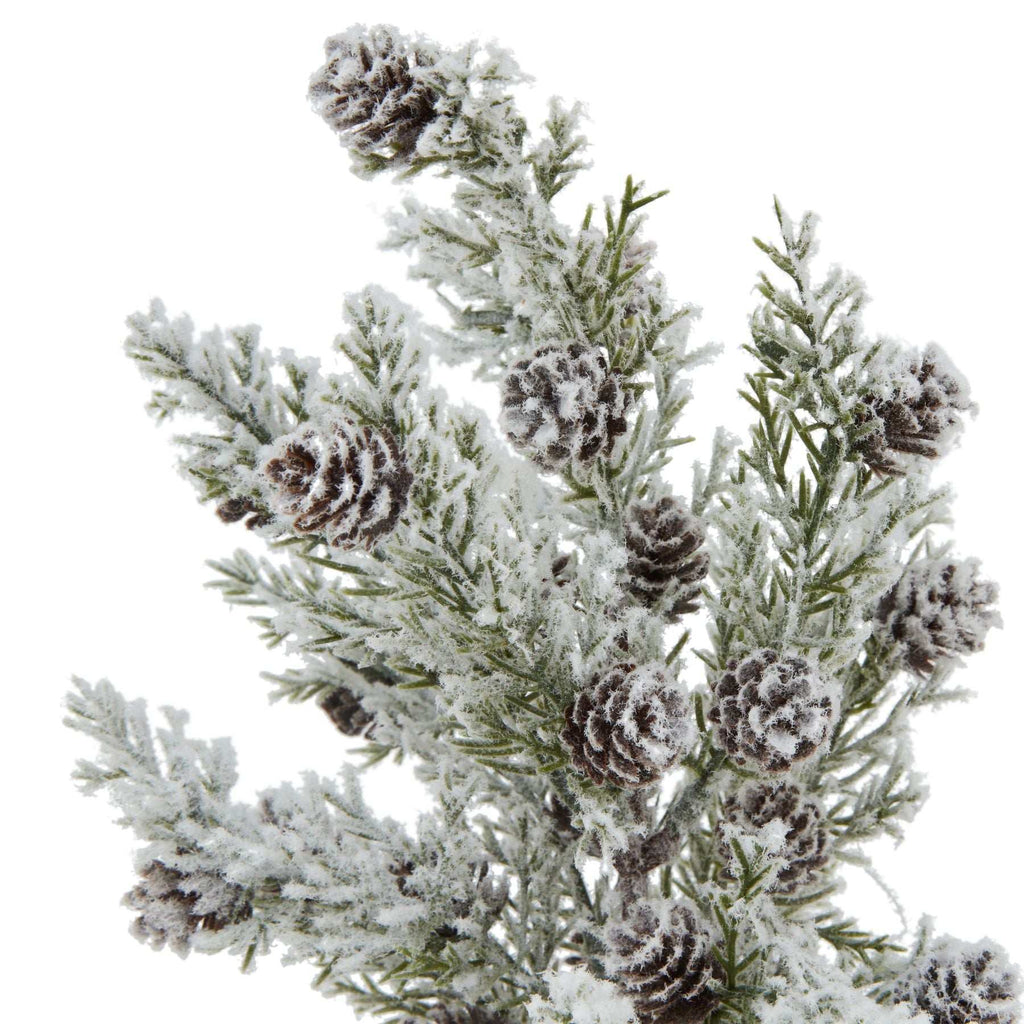 Small Snowy Fir Tree With Pinecones In Wood Log Shades 4 Seasons