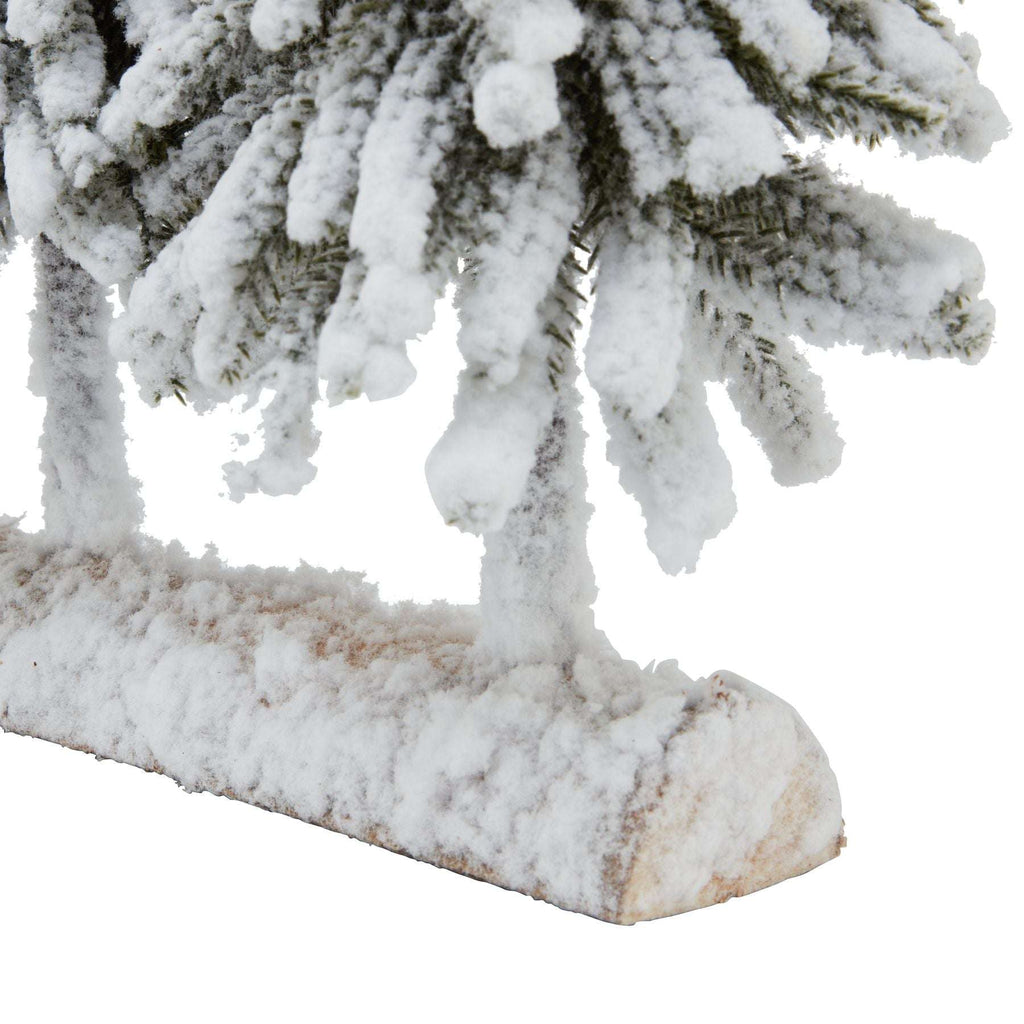 Small Snowy Fir Tree Duo On Wood Log Shades 4 Seasons