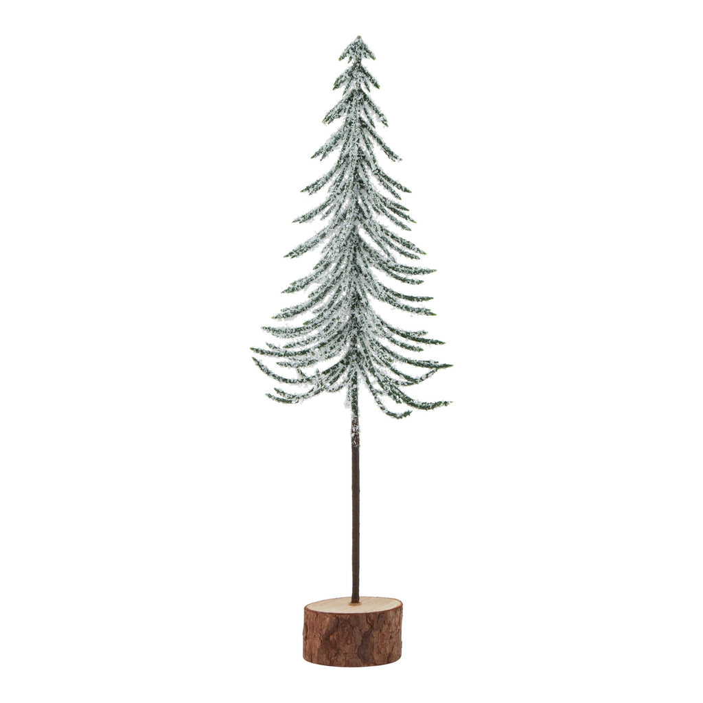 Small Snowy Spindle Tree In Wood Log BROWN PLASTIC Shades 4 Seasons
