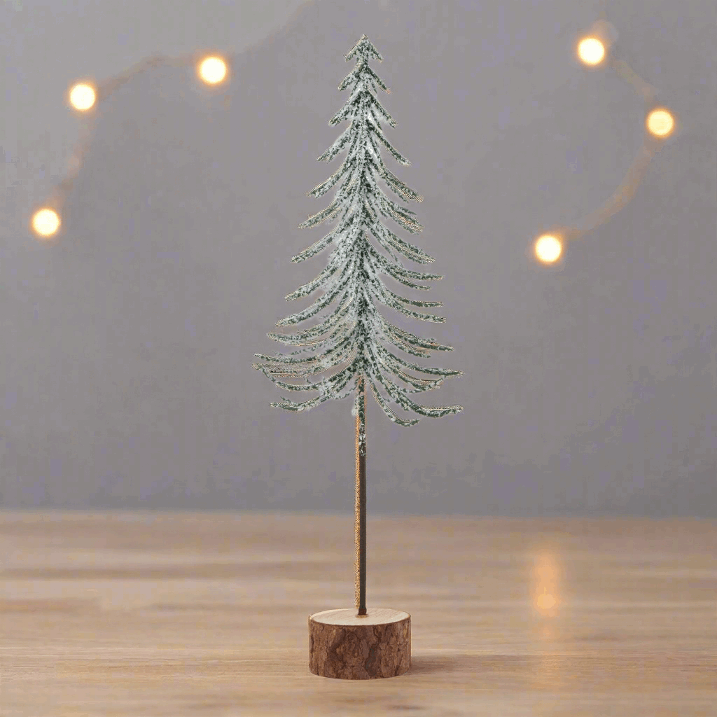 Small Snowy Spindle Tree In Wood Log Shades 4 Seasons
