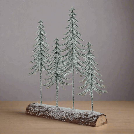 Small Snowy Spindle Tree Quad In Wood Log Shades 4 Seasons