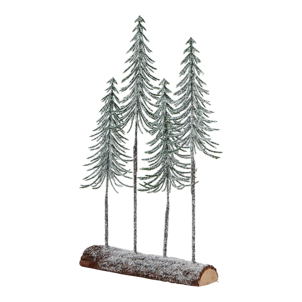 Medium Snowy Spindle Tree Quad In Wood Log BROWN PLASTIC Shades 4 Seasons