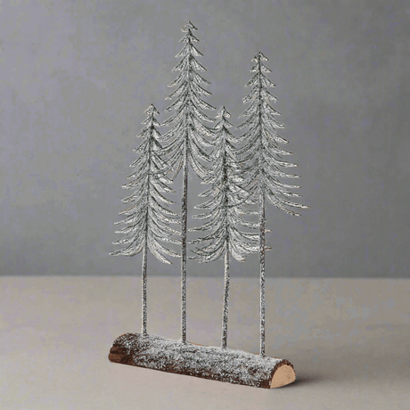 Medium Snowy Spindle Tree Quad In Wood Log Shades 4 Seasons