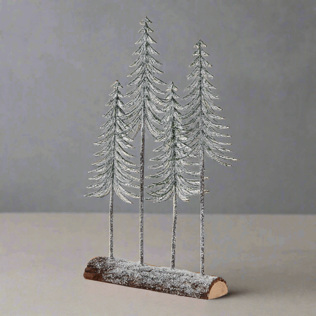 Medium Snowy Spindle Tree Quad In Wood Log Shades 4 Seasons