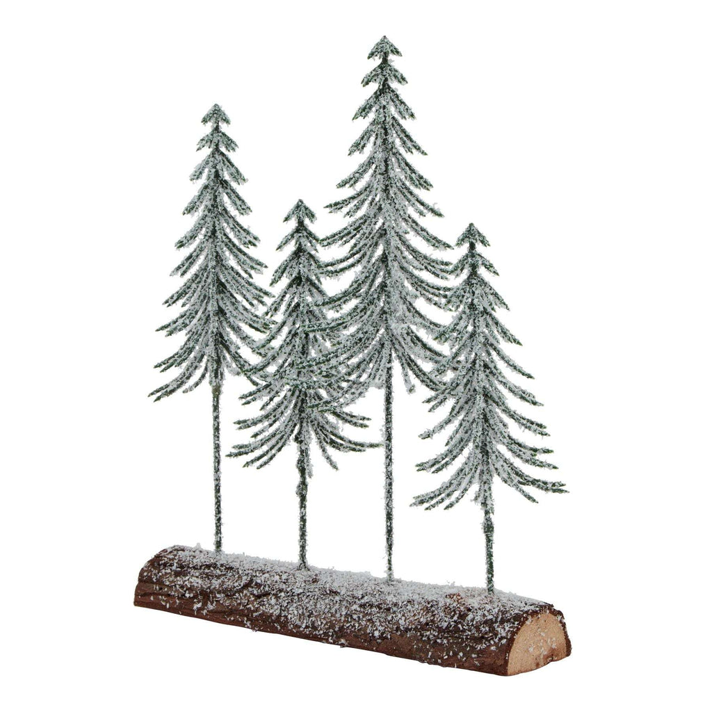 Small Snowy Spindle Tree Quad In Wood Log BROWN PLASTIC Shades 4 Seasons