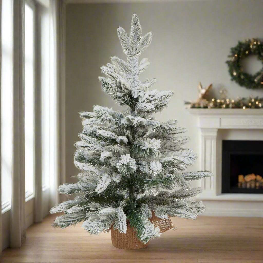 Snowy Spruce Tree Christmas Room Decoration by Shades 4 Seasons WHITE PLASTIC Shades 4 Seasons