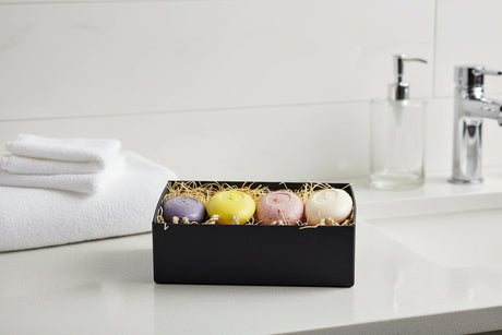 Eco Bath London Gift Box featuring colourful Soap On A Rope in a stylish black box