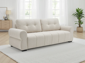 Stylish 3-Seater Sofa in Cream Fabric with Plush Cushions for Comfortable Seating