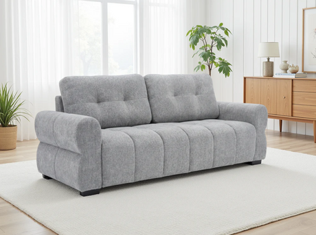 Modern 3-Seater Sofa in grey fabric with plush cushions for comfortable seating