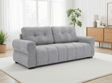 Modern 3-Seater Sofa in grey fabric with plush cushions for comfortable seating