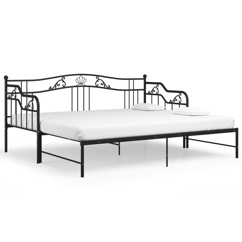 vidaXL Pull-out Sofa Bed Frame Black Metal 90x200 cm vidaXL