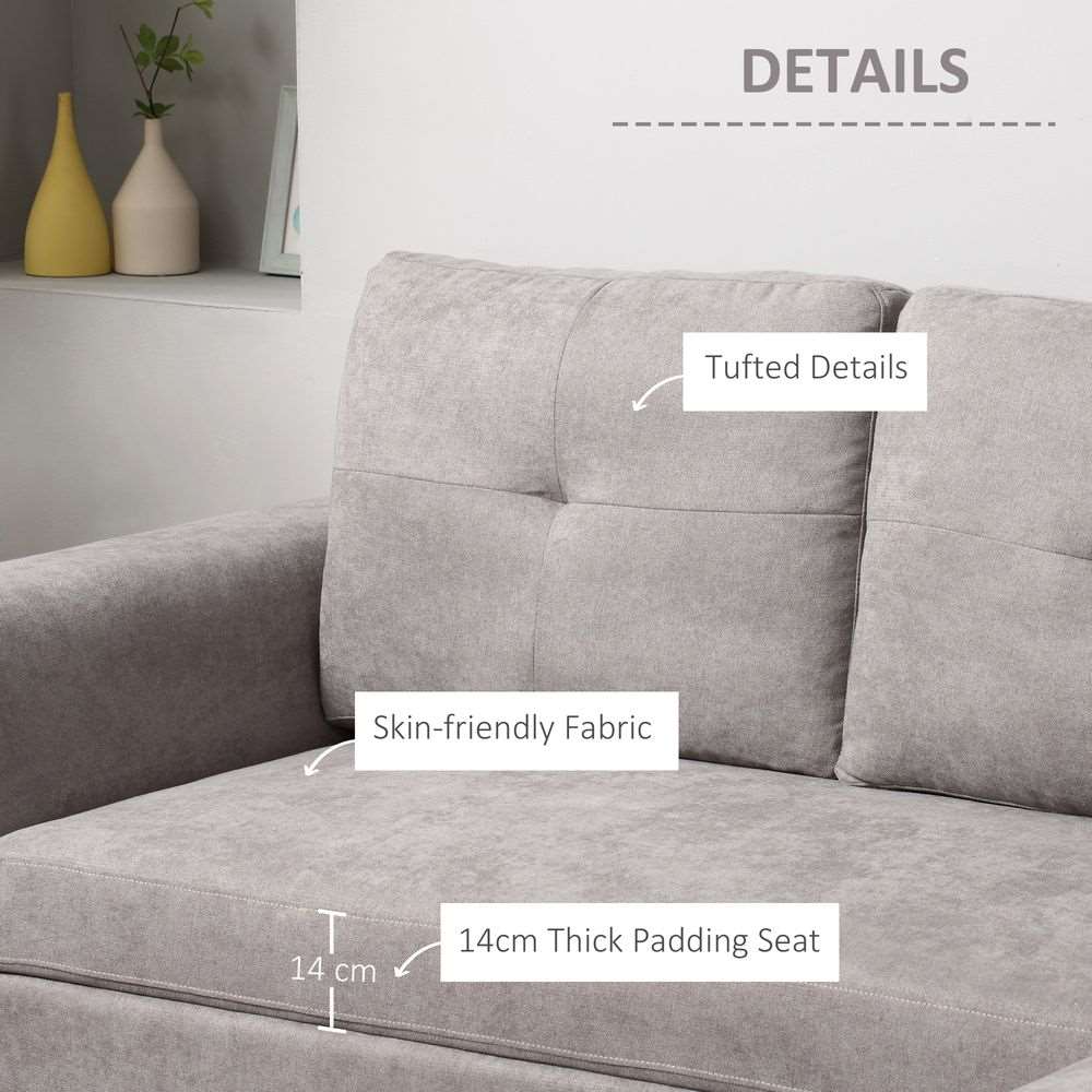HOMCOM Linen-Look L-Shaped Sofa Bed With Storage Bed Sleeper Flat Studio Grey Unbranded