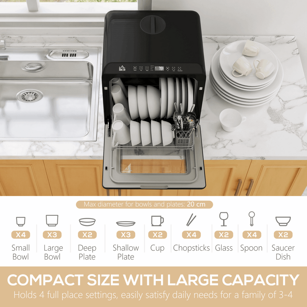 Compact Table-Top Dishwasher in Black N/A