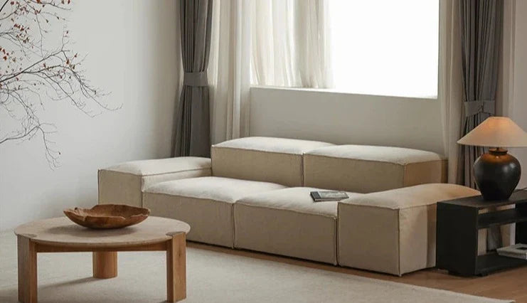 Modern Nisu Home Sofa in Neutral Fabric with Clean Lines for Stylish Living Rooms