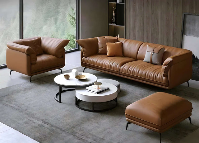 Nisu Home Leather Sofa with Comfortable Design and Modern Aesthetic in a Stylish Living Room