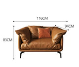 Nisu Home stylish brown leather sofa with large cushions, ideal for modern living spaces