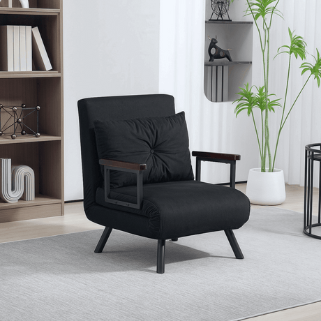 Modern Black Sofa Chair with Wooden Accents N/A