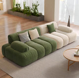Nisu Home Stylish Green and Cream Sofa with Comfortable Cushions for Modern Living Spaces