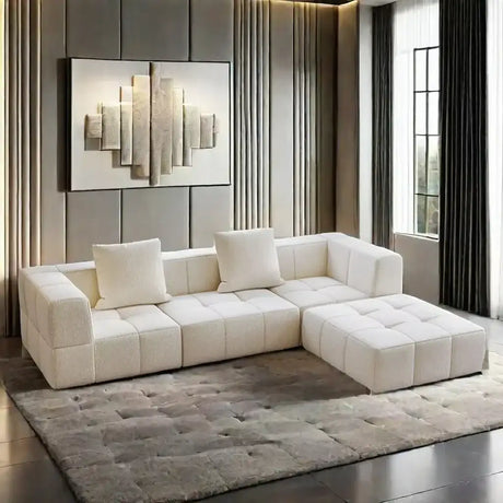 Stylish Nisu Home sofa in cream fabric with plush cushions and modern design for contemporary living spaces