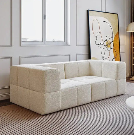 Nisu Home Modern Cream Sofa with Contemporary Design and Comfortable Padding