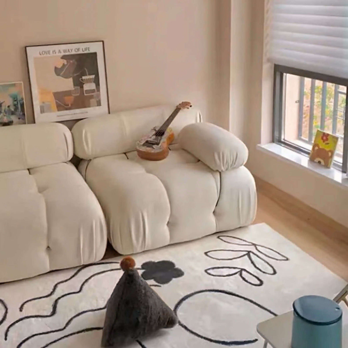 Modern Nisu Home Sofa in White with Soft Cushioning and Stylish Design for Living Rooms