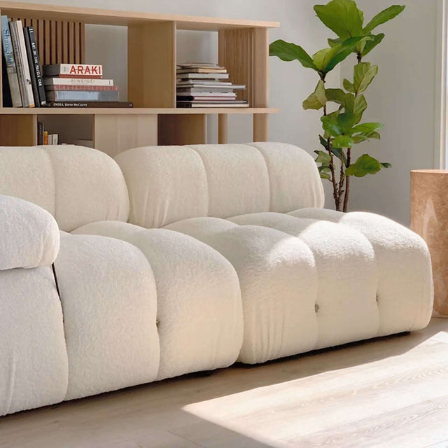 Nisu Home Soft Cream Coloured Sofa with Plush Upholstery and Modern Design for Comfortable Seating