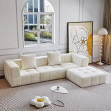 Modern Nisu Home Sofa in Cream Fabric with Plush Cushions and Contemporary Design