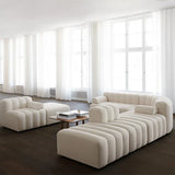 Nisu Home Modern Curved Sofa in Soft White Fabric Offering Comfort and Style for Living Spaces