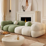 Stylish Nisu Home Sofa in Green and White with Soft Curves for Modern Living Spaces