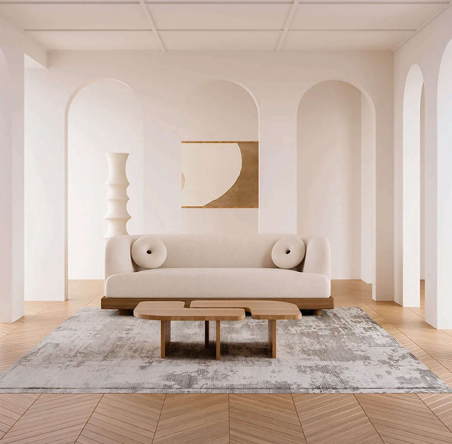 Elegant Nisu Home Sofa in a modern living space with neutral decor and wooden coffee table