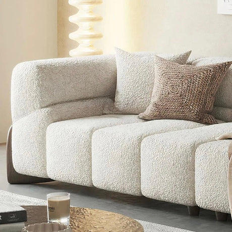 Nisu Home Plush Corner Sofa in Soft Fabric with Decorative Cushions for Modern Living Rooms
