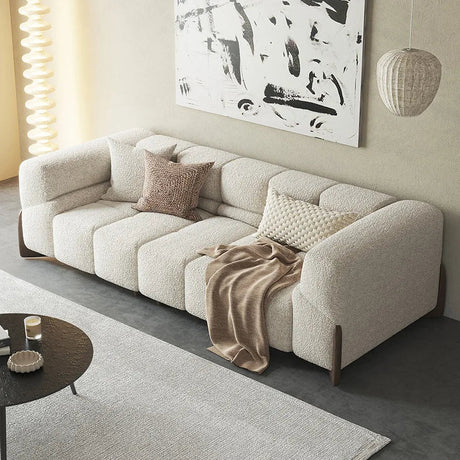 Nisu Home Modern Sofa in Light Beige with Soft Cushions and Stylish Design for Living Spaces