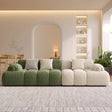 Nisu Home modern sofa in green and cream with plush cushions for stylish living spaces