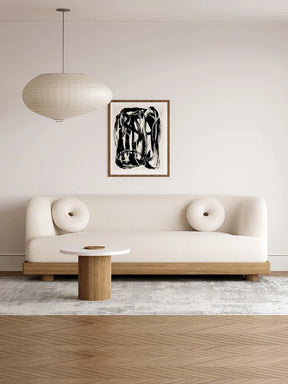 Nisu Home Modern Sofa in Cream with Distinctive Round Cushions for Stylish Living Rooms