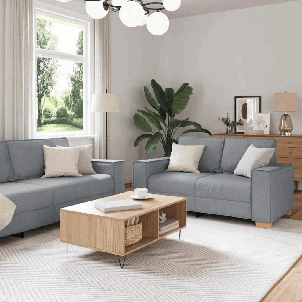 vidaXL Sofa Set with Cushion 3 pcs Grey 220 x 78 x 84 cm Fabric vidaXL