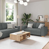 vidaXL Sofa Set with Cushion 3 pcs Grey 220 x 78 x 84 cm Fabric Dark grey vidaXL