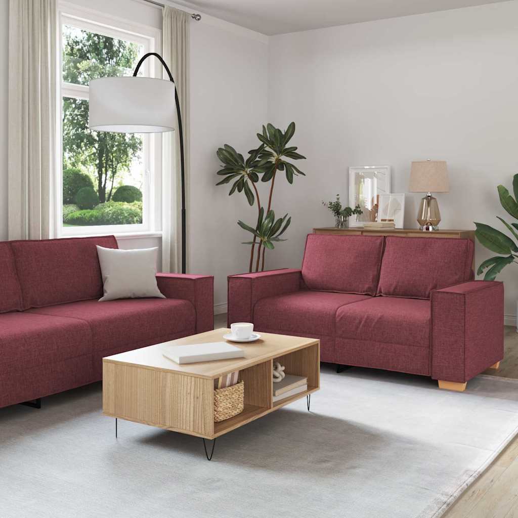 vidaXL Sofa Set with Cushion 3 pcs Grey 220 x 78 x 84 cm Fabric Wine red vidaXL